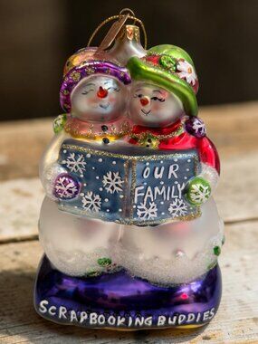 Scrapbooking Buddies Snowman Ornament Glass Christmas Decoration